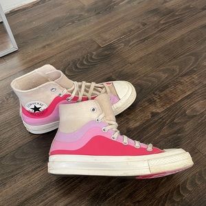 Pink and cream platform converse size 7.5